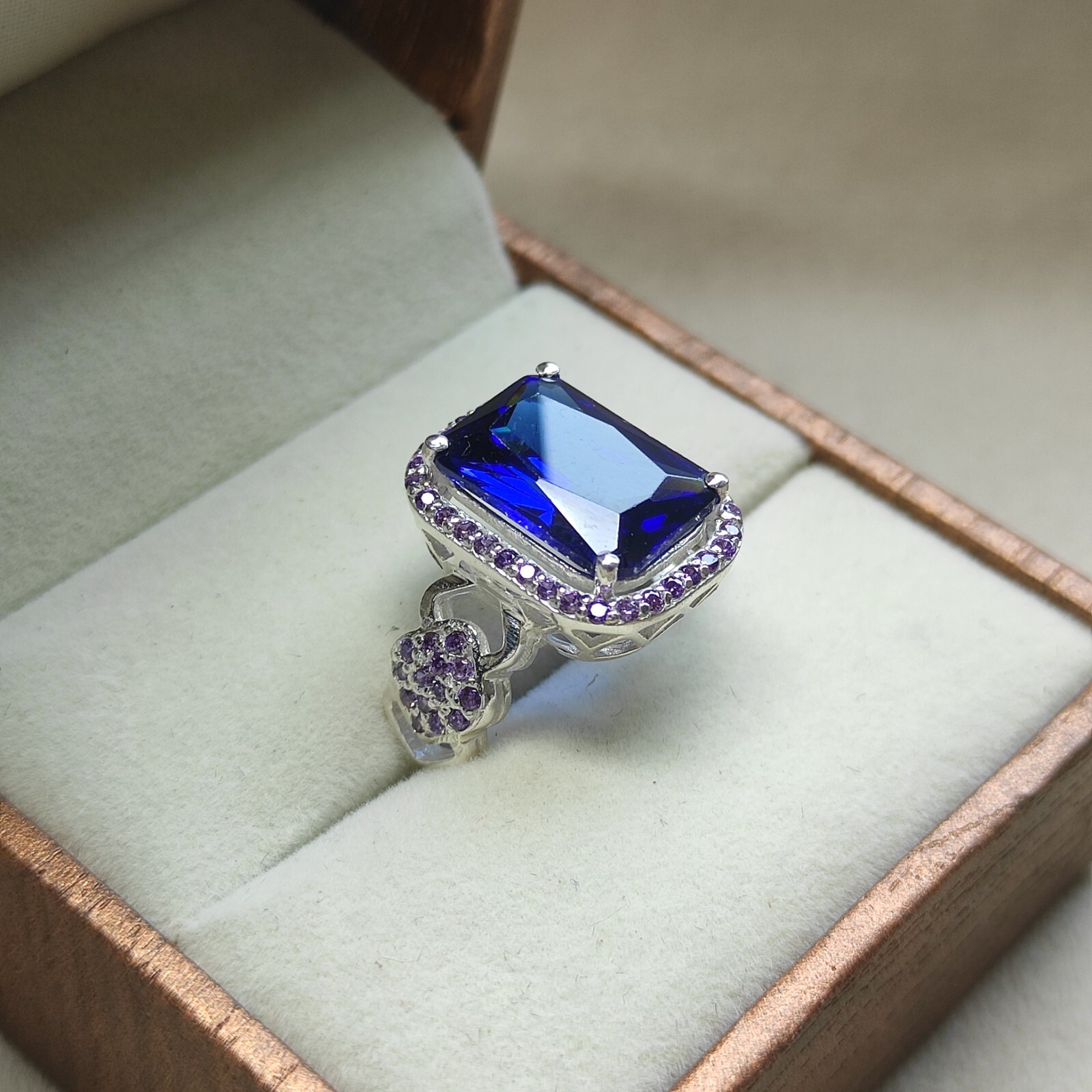 Royal blue sapphire ring | CZ blue ring | 925 Sterling silver ring for her C6858
