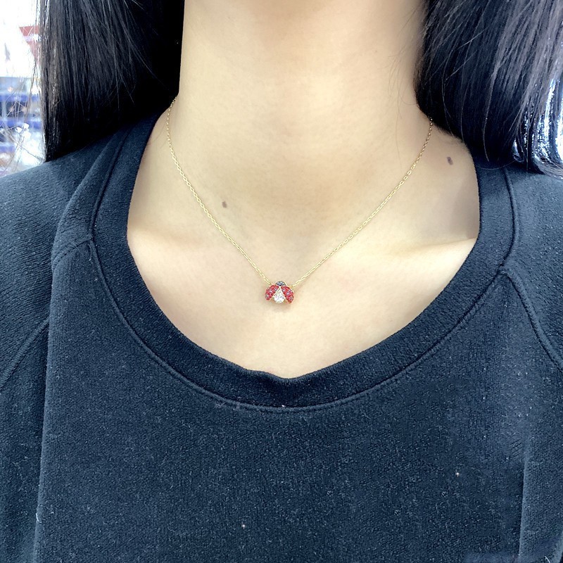 Swarovski Elements Dancing Heart Necklace Women Ladybug