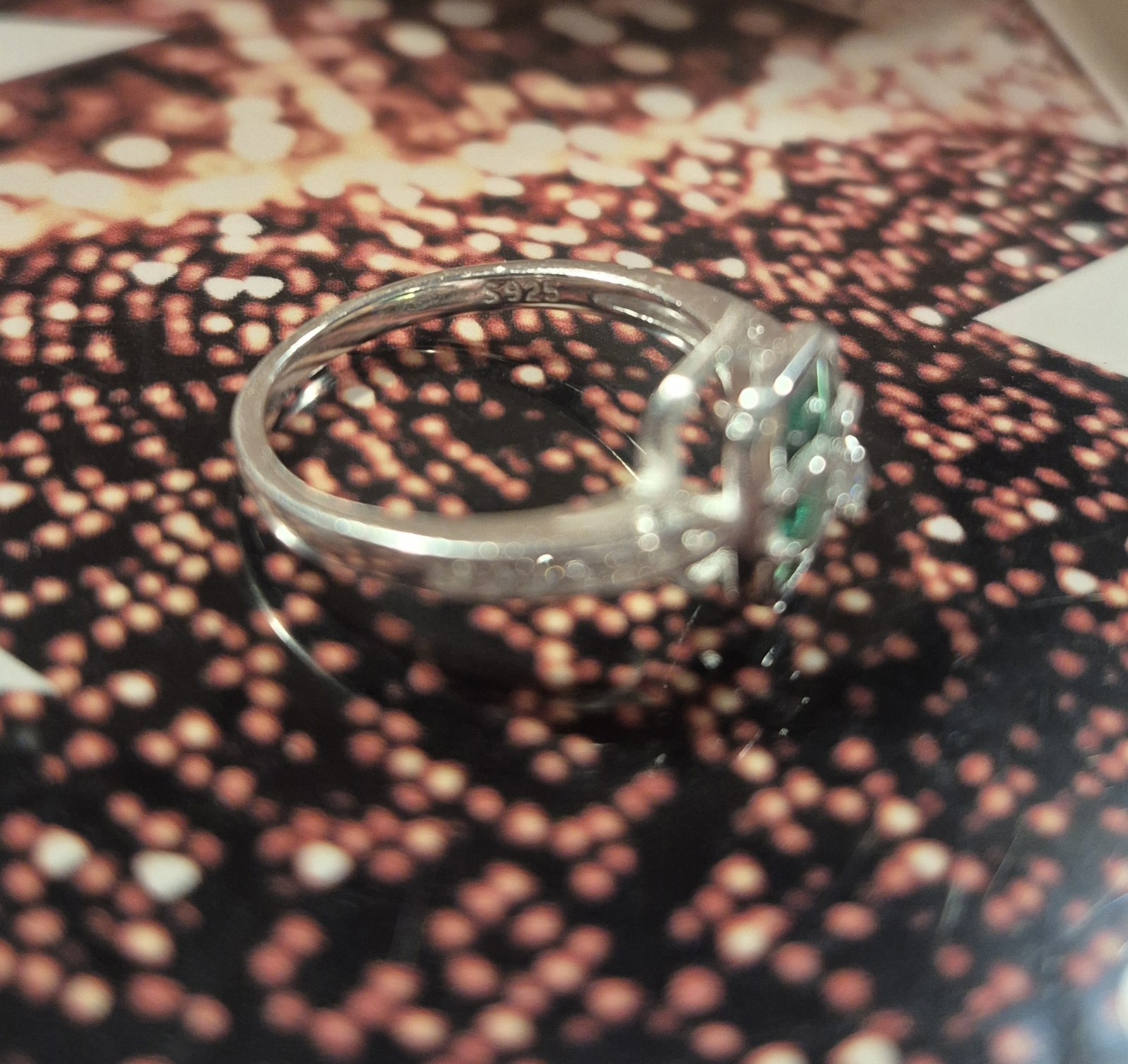 925 Sterling Silver Aqua Stone Princess Cut Ring Size 8