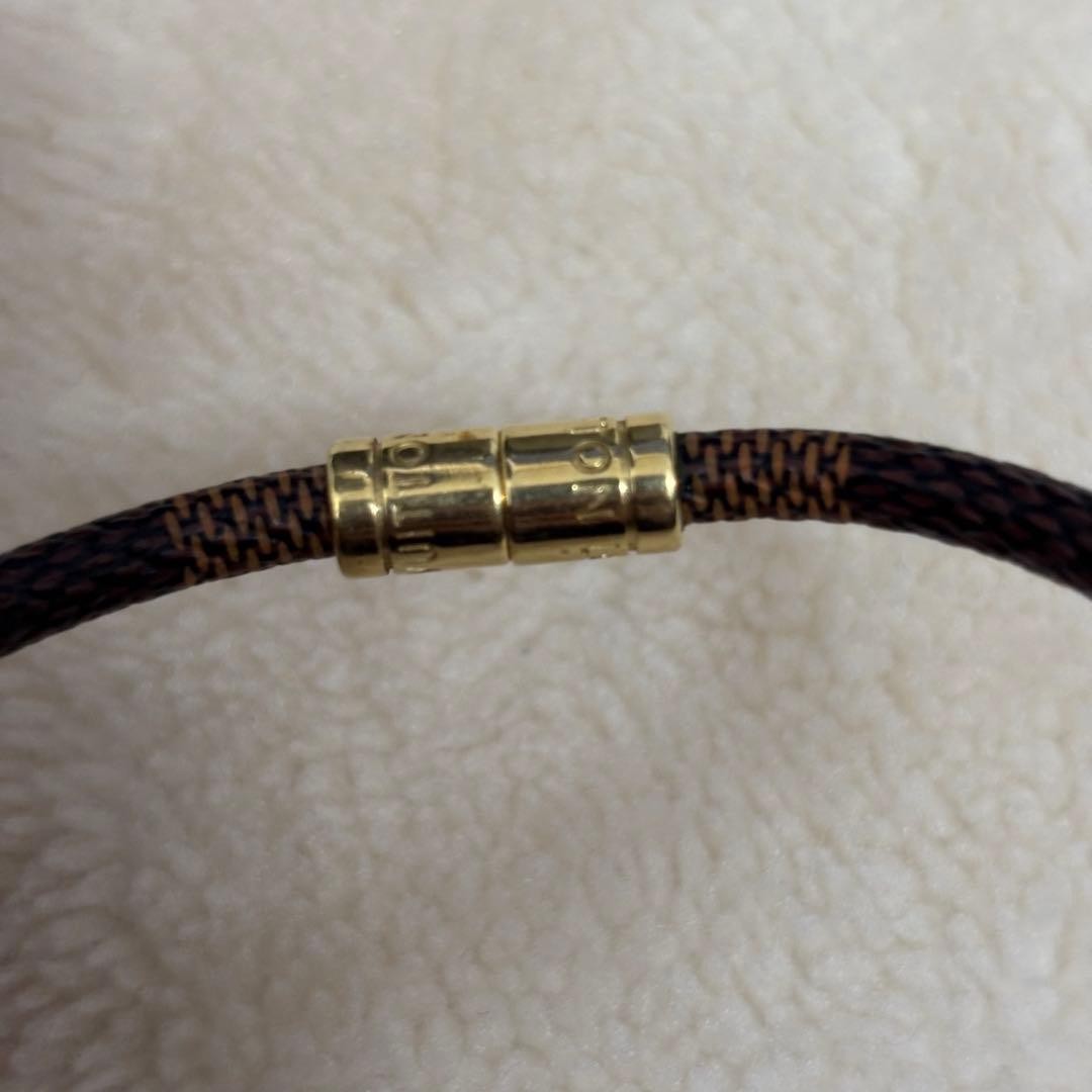 Louis Vuitton Damier Bracelet Keep It With Box Brown Gold Used