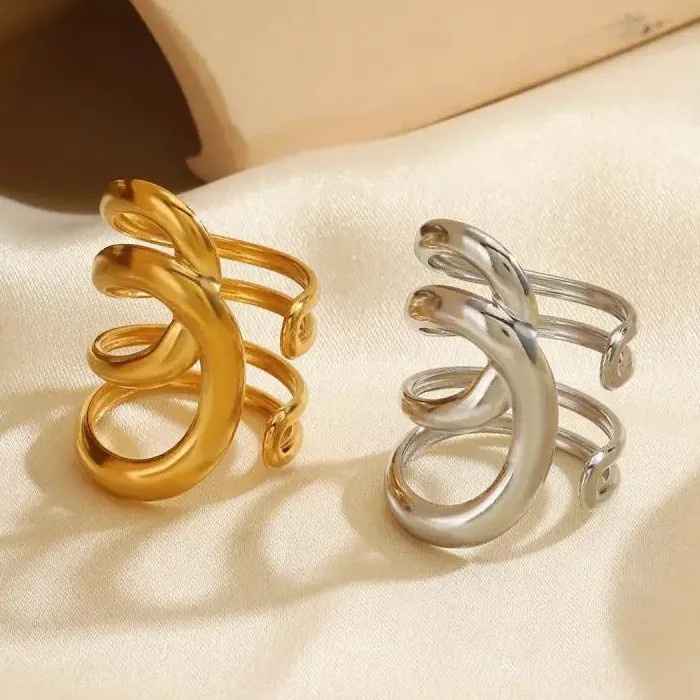 Stainless Steel Geometric Wide Cross Cocktail Ring for Women Men Fashion Jewelry