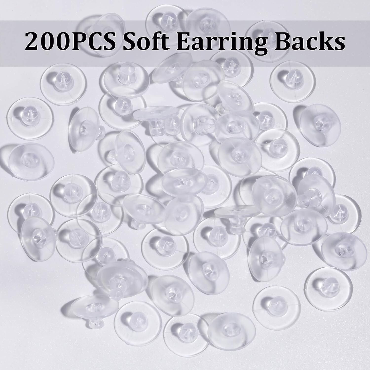200PCS Clear Silicone Earring Back Replacements – Soft & Hypo-Allergenic