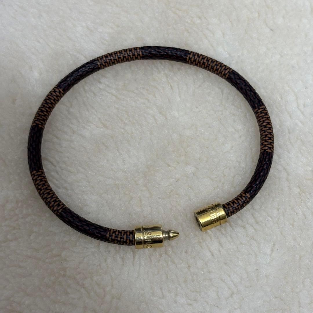 Louis Vuitton Damier Bracelet Keep It With Box Brown Gold Used