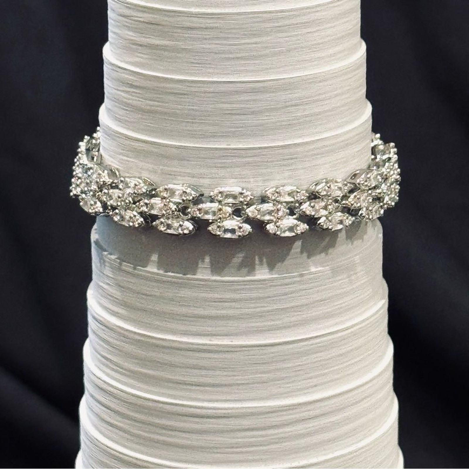 Boutique VVS CZ SS Plated Stainless Steel Marquise Link Tennis Bracelet 5.75in
