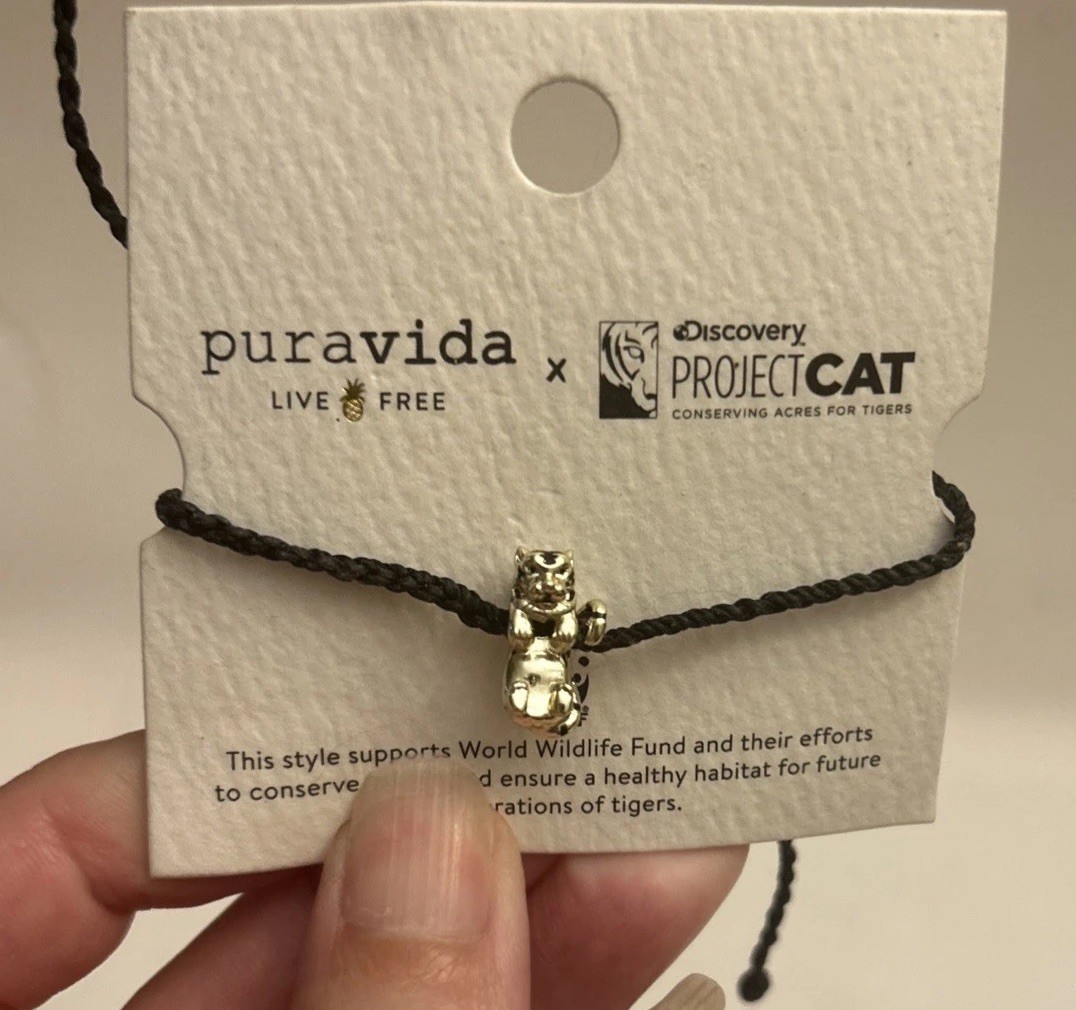 PURA VIDA SILVER Cat 🐈‍⬛CHARM BLACK BRACELET