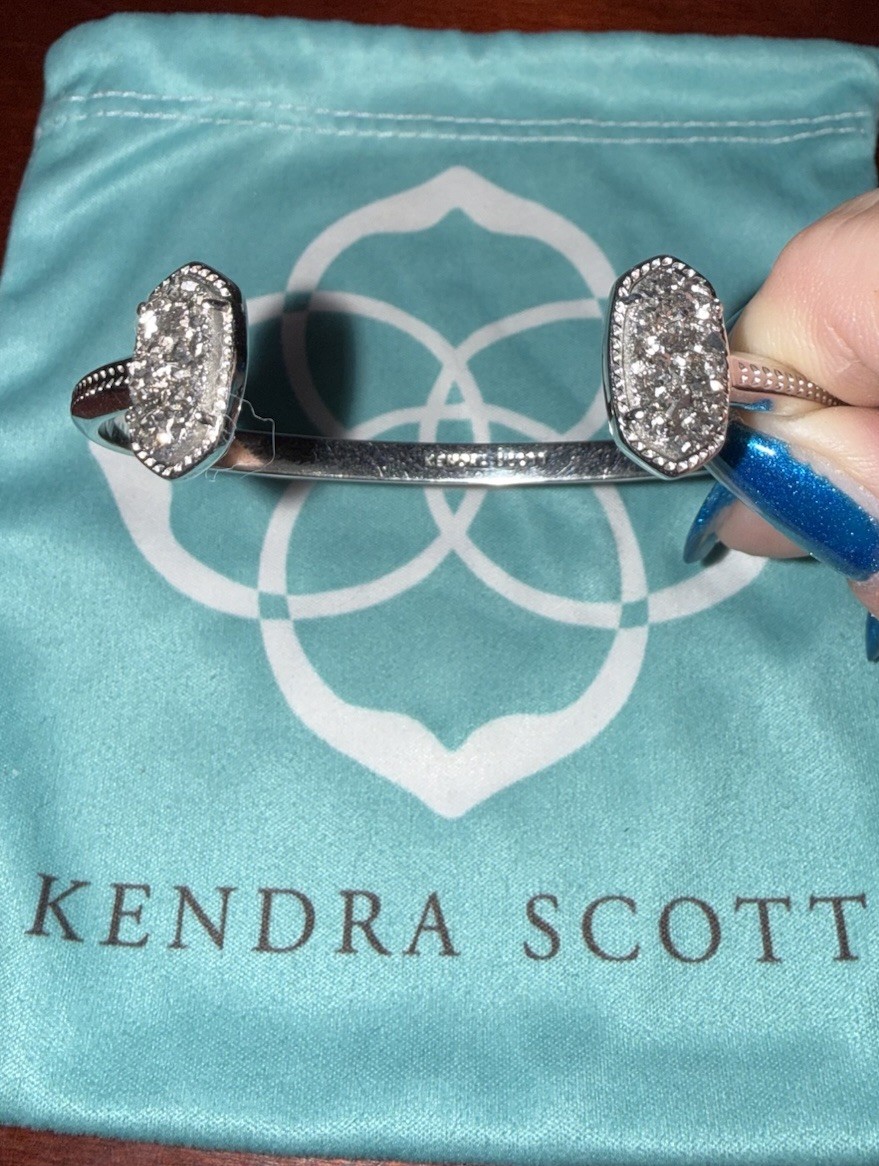 ✨Kendra Scott Elton Cuff Bracelet – Silver | Platinum Drusy | Includes Dust Bag