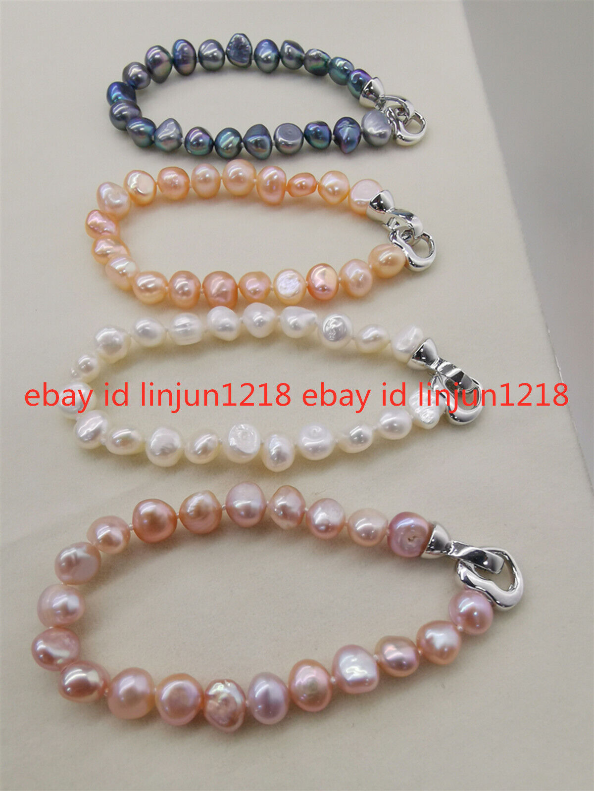 6-10mm Natural Multicolor Freshwater Baroque Pearl Beads Bracelet Jewelry 7.5”