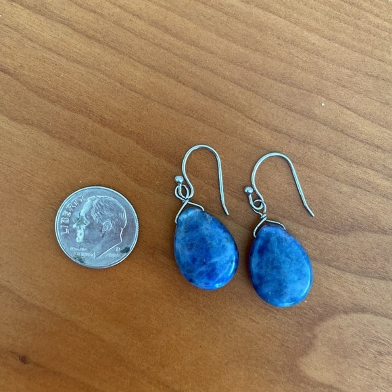 ATI Sterling Silver & Sodalite Teardrop Dangle Earrings