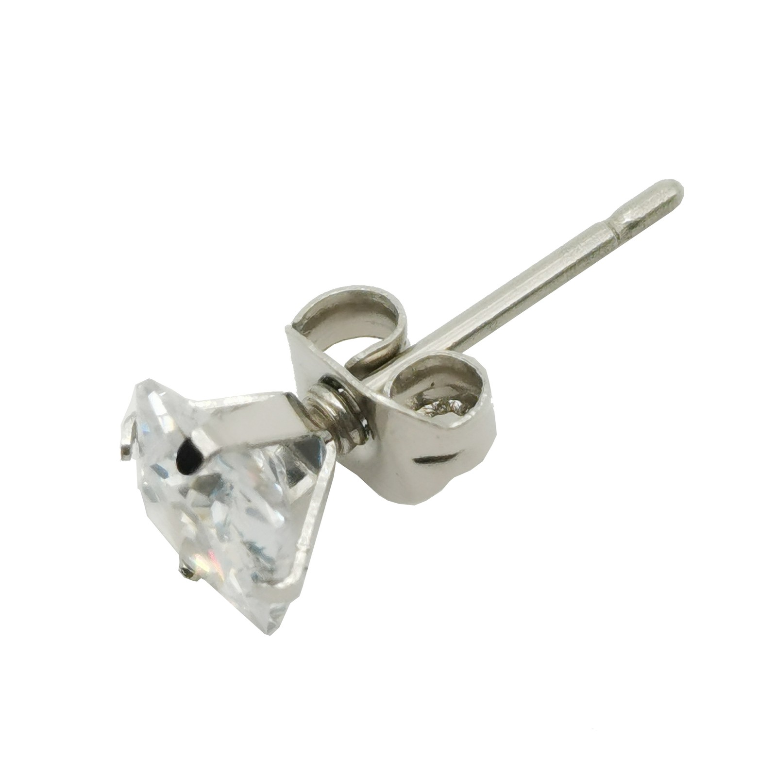 Genuine 18K White Gold Filled 4 mm Square Cubic Zirconia CZ Stud Post Earrings