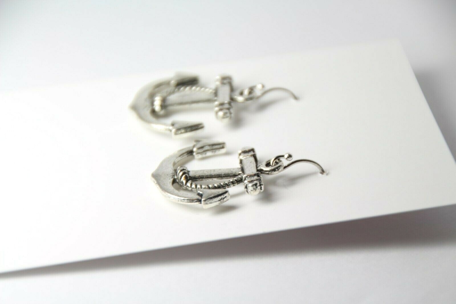 Anchor Charm Earrings 925 sterling silver hooks Pewter Charms Marine Ocean 1.25″