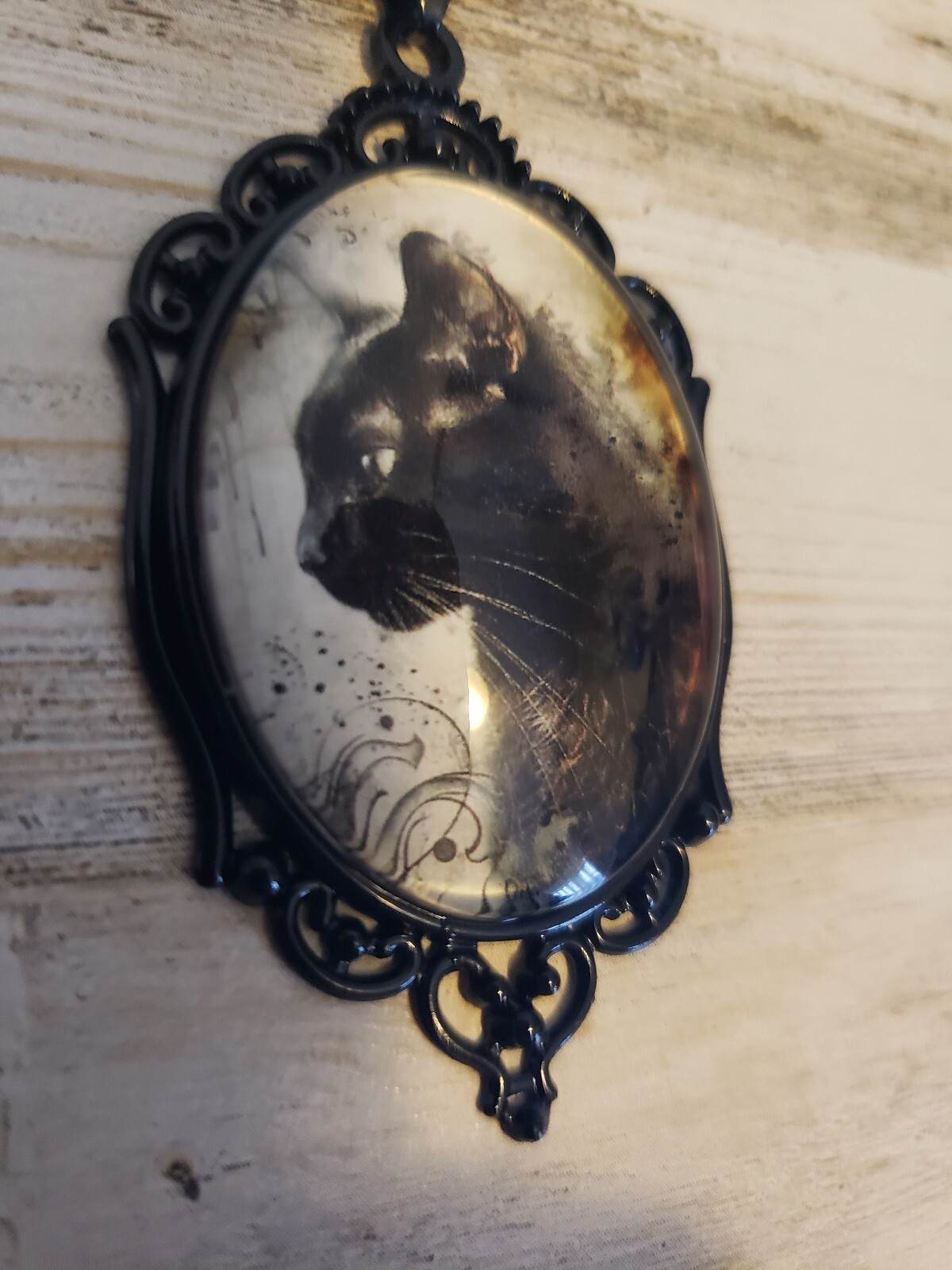Cat necklace black kitty jewelry witch Halloween cute love luna shadow midnight