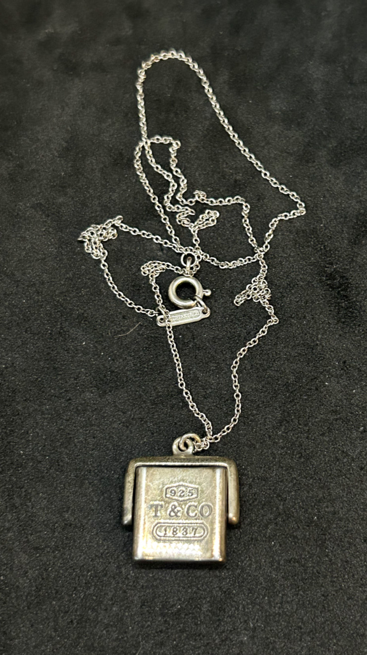 Tiffany & Co 1837 925 terling Square Spinner Necklace 0.5mm 17in – 10.16g