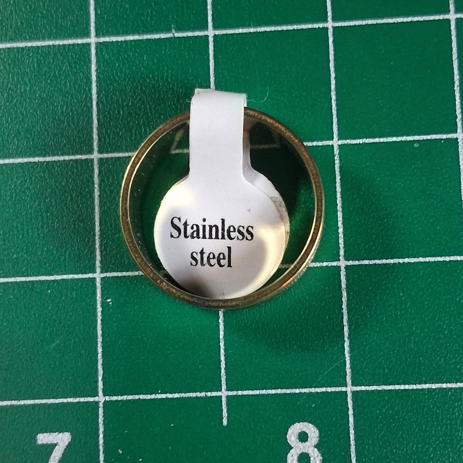 Brushed Stainless Steel Size 7.75 Single Concave Gold Tone Groove Band Ring