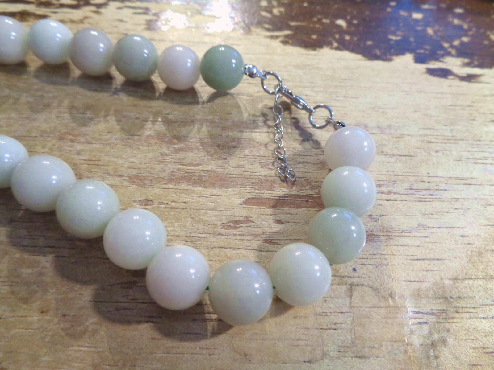 12.5MM MIXED CELADON GREEN LAVENDER JADE JADEITE ROUND BEAD NECKLACE 18-19.5″