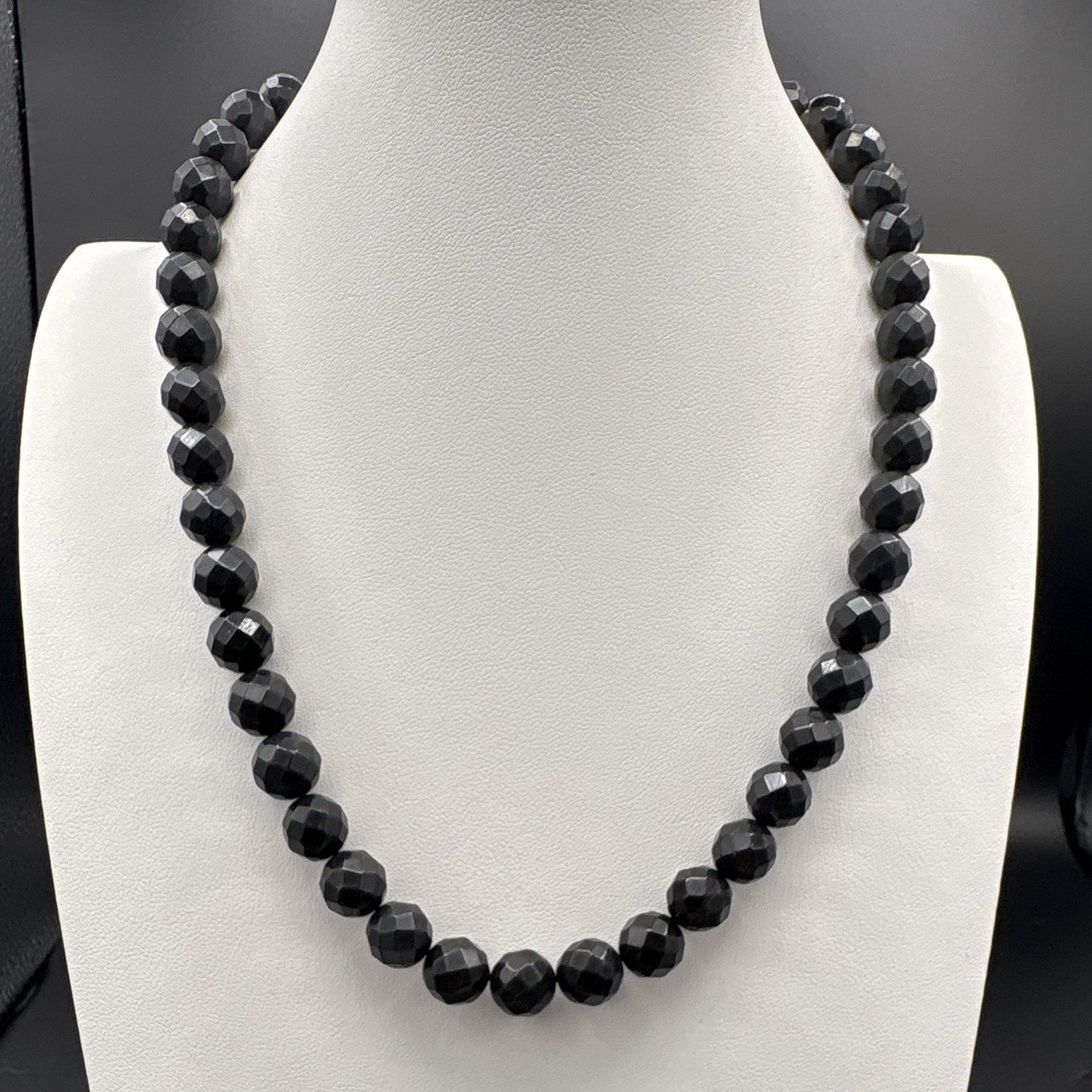 Jay King 20” Faceted Black Tourmaline Beaded Necklace Sterling Silver 925