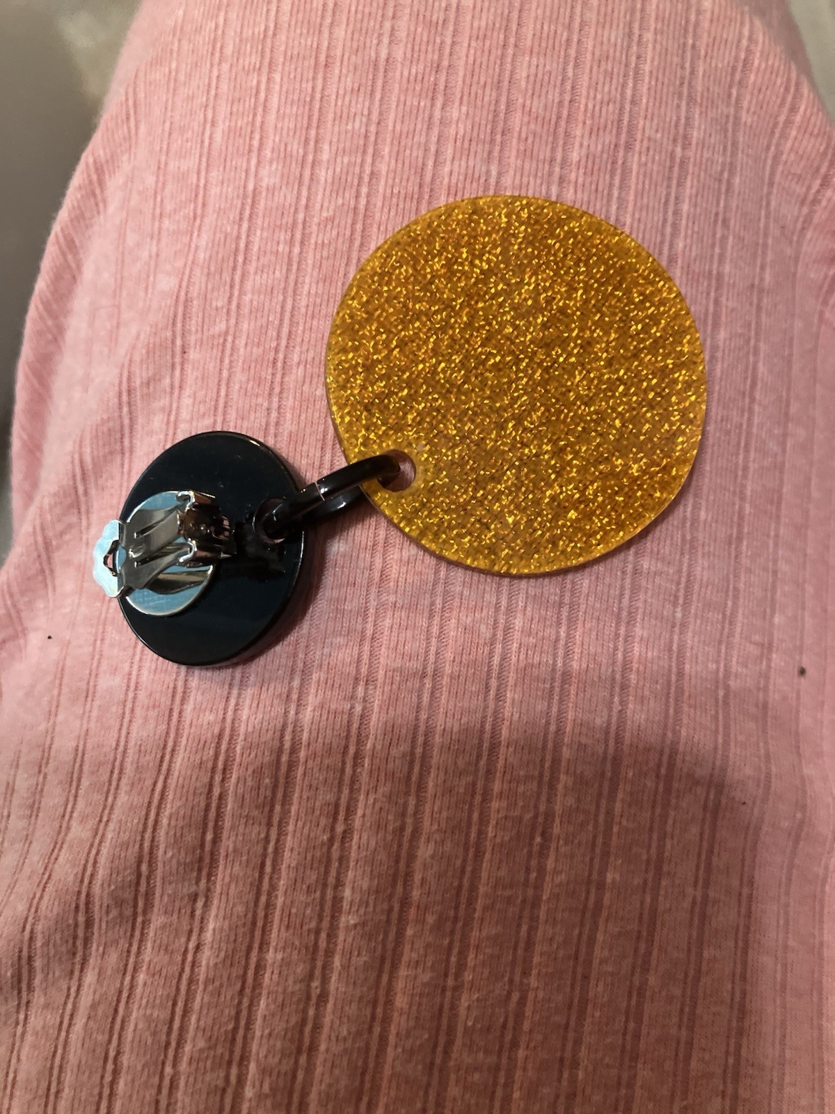 1 earring Clip Marion Godart Paris Encased Golden Glitter Chandelier