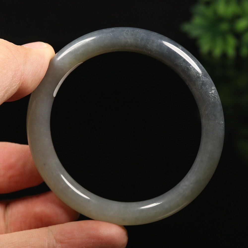 53mm Certified 100% Natural Grade A Black Green Xiu Jade Bangle Bracelet 12531