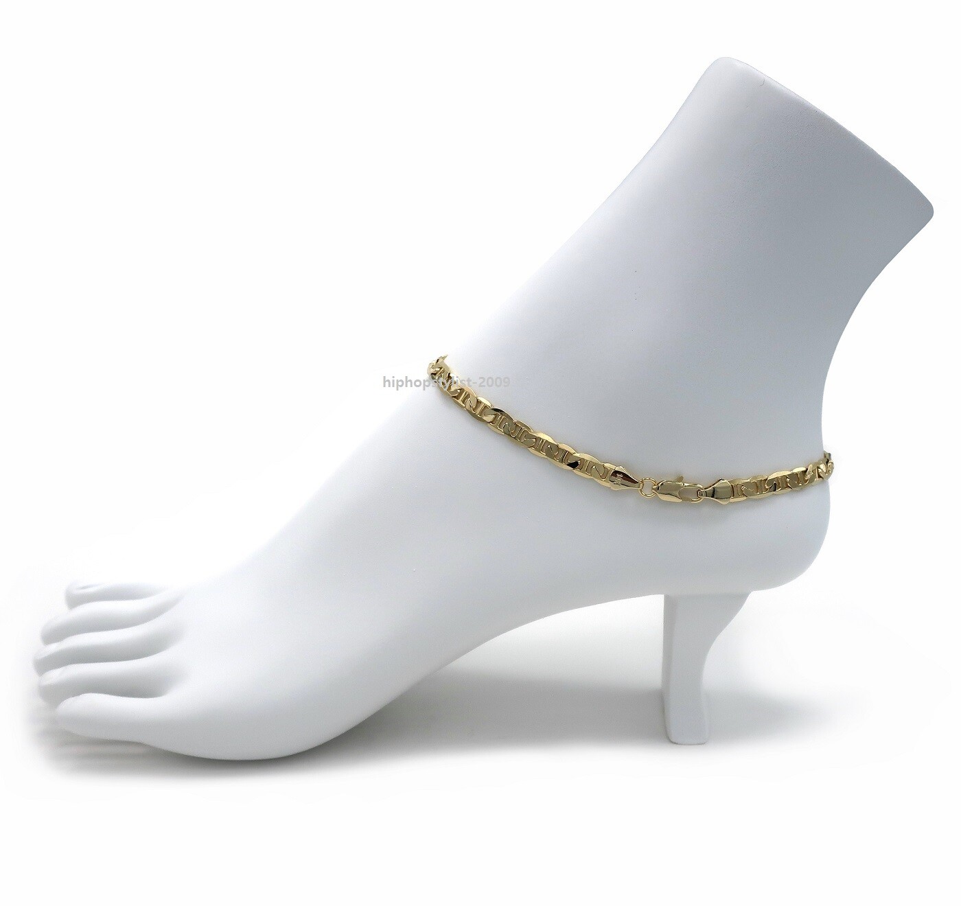 5mm Mariner Link Chain Quality 10″ Anklet Ankle Bracelet 14k Italy Gold Plated