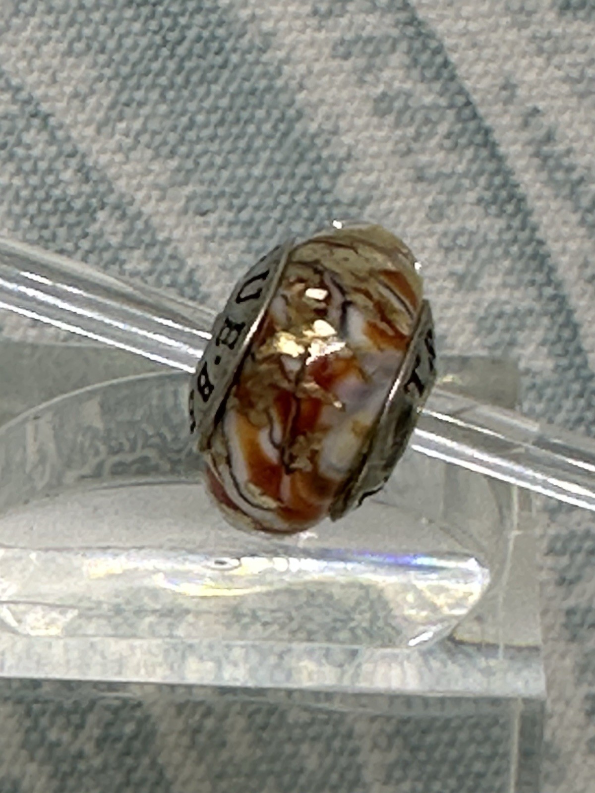 True Beadz Orange & White with Gold Flakes, New