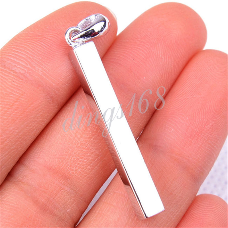 Men&Womens 925 Sterling Silver Nickle-Free Smooth 38mm/1.5″ Vertical Bar Pendant