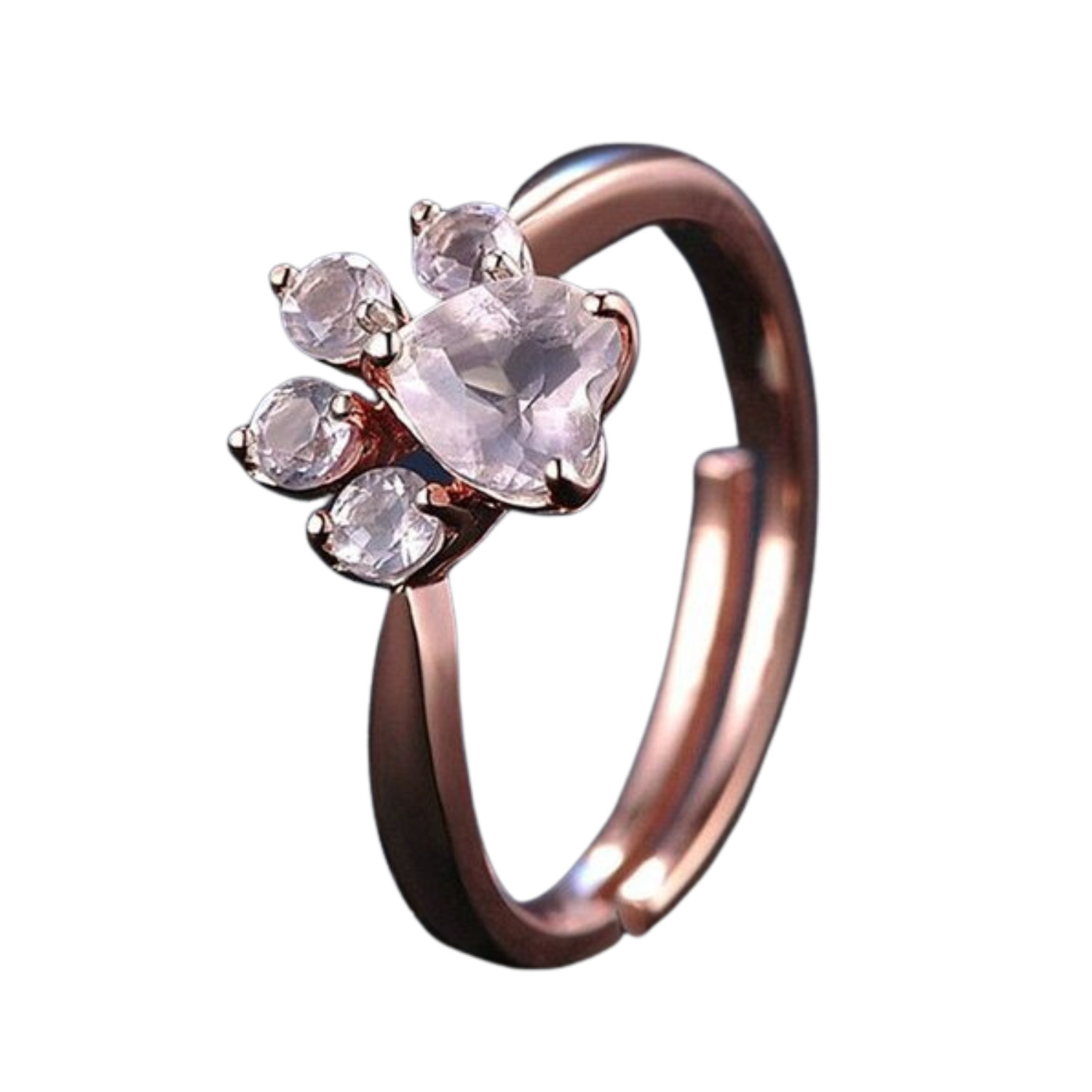 Maya’s Grace Adjustable Crystal Zircon Paw Print Ring for Women