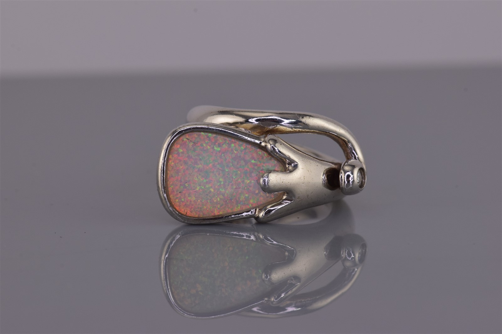 Sterling Silver Opal Accent Flower Cubic Zirconia Wrap Band Ring 10g 925 Sz: 6