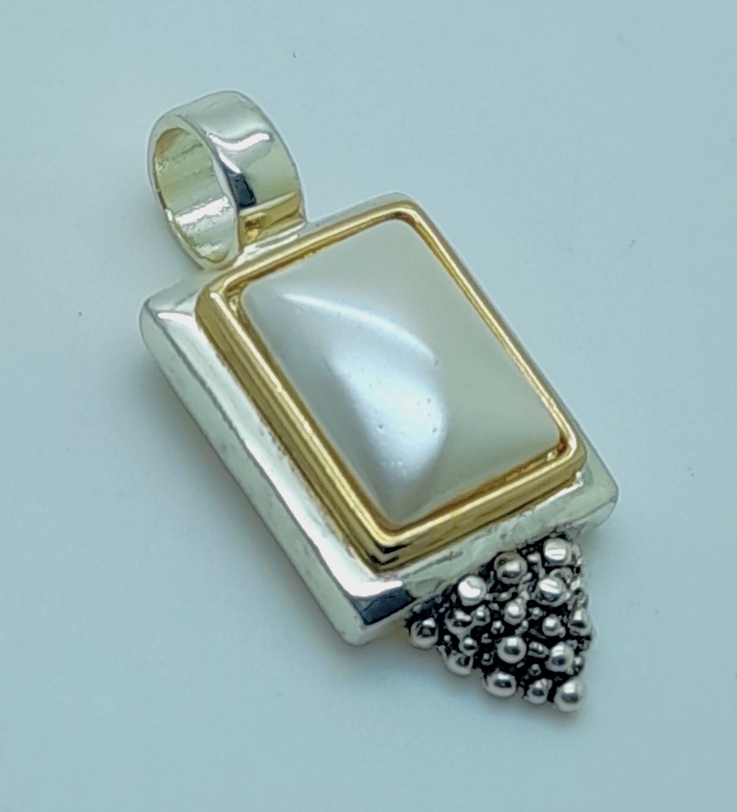 Vintage two tone rectangular Shape cream faux pearl fashion jewelry Pendant
