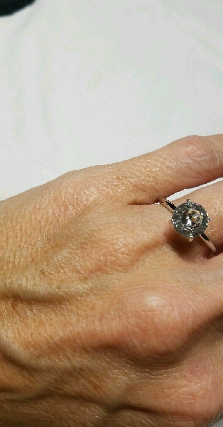2.00ct CZ White Zirconia Solitaire Sterling Silver Ring Sz 8