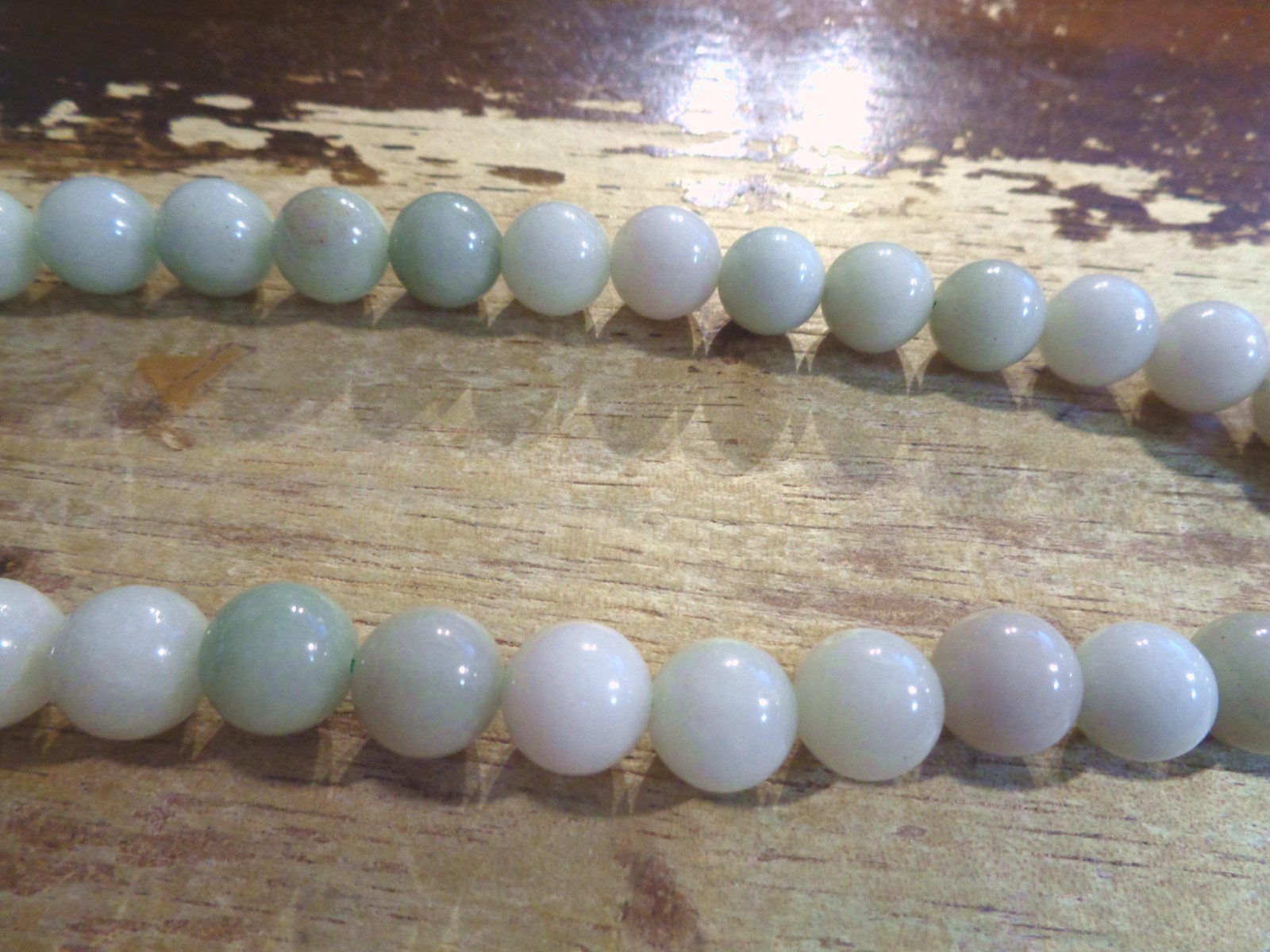 12.5MM MIXED CELADON GREEN LAVENDER JADE JADEITE ROUND BEAD NECKLACE 18-19.5″