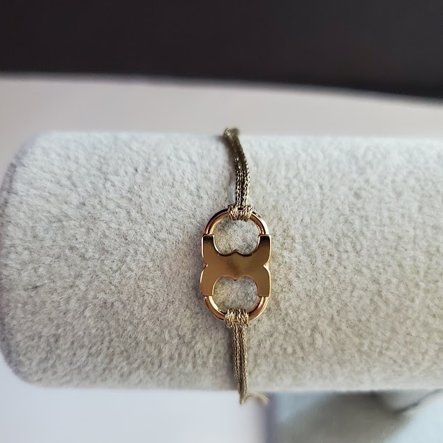Tory Burch Foundation Embrace Ambition Silk Cord Adjustable Bracelet Gold Tone