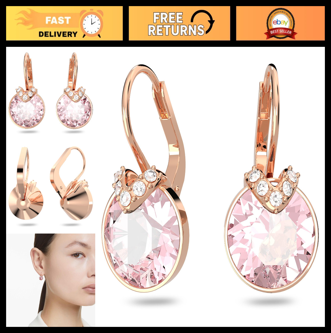 Elegant Crystal Earrings – Grey, Yellow, Clear & Rose Color Gems – Bella V Colle