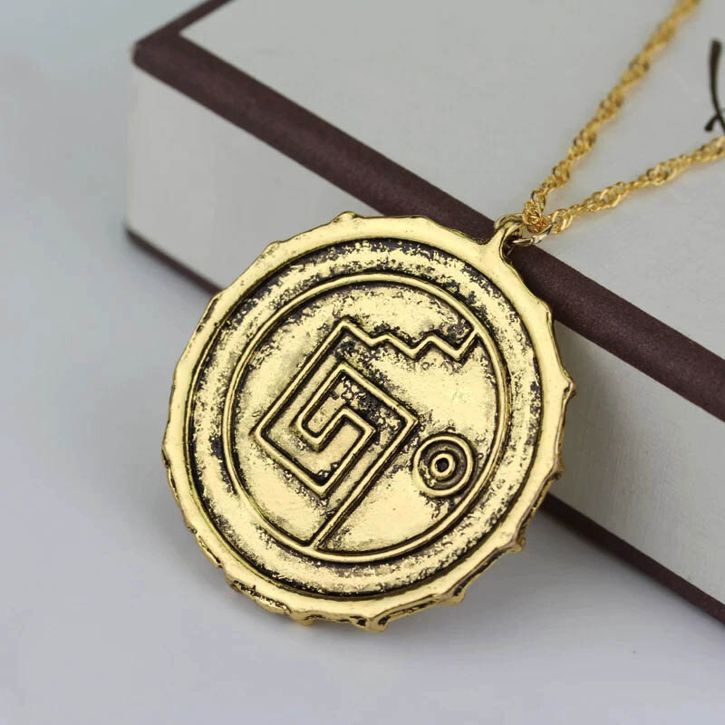 Aztec Gold Plated Medallion Necklace Jack Sparrow Pirates of the Caribbean USA