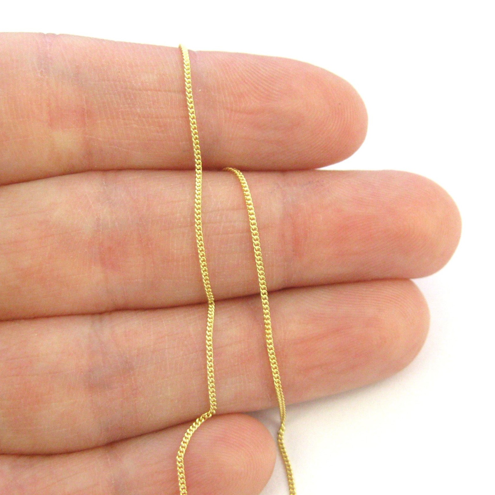 18K Yellow Gold Filled Tarnish-Resist 1.2mm Thin Cuban Curb Chain Necklace E819G