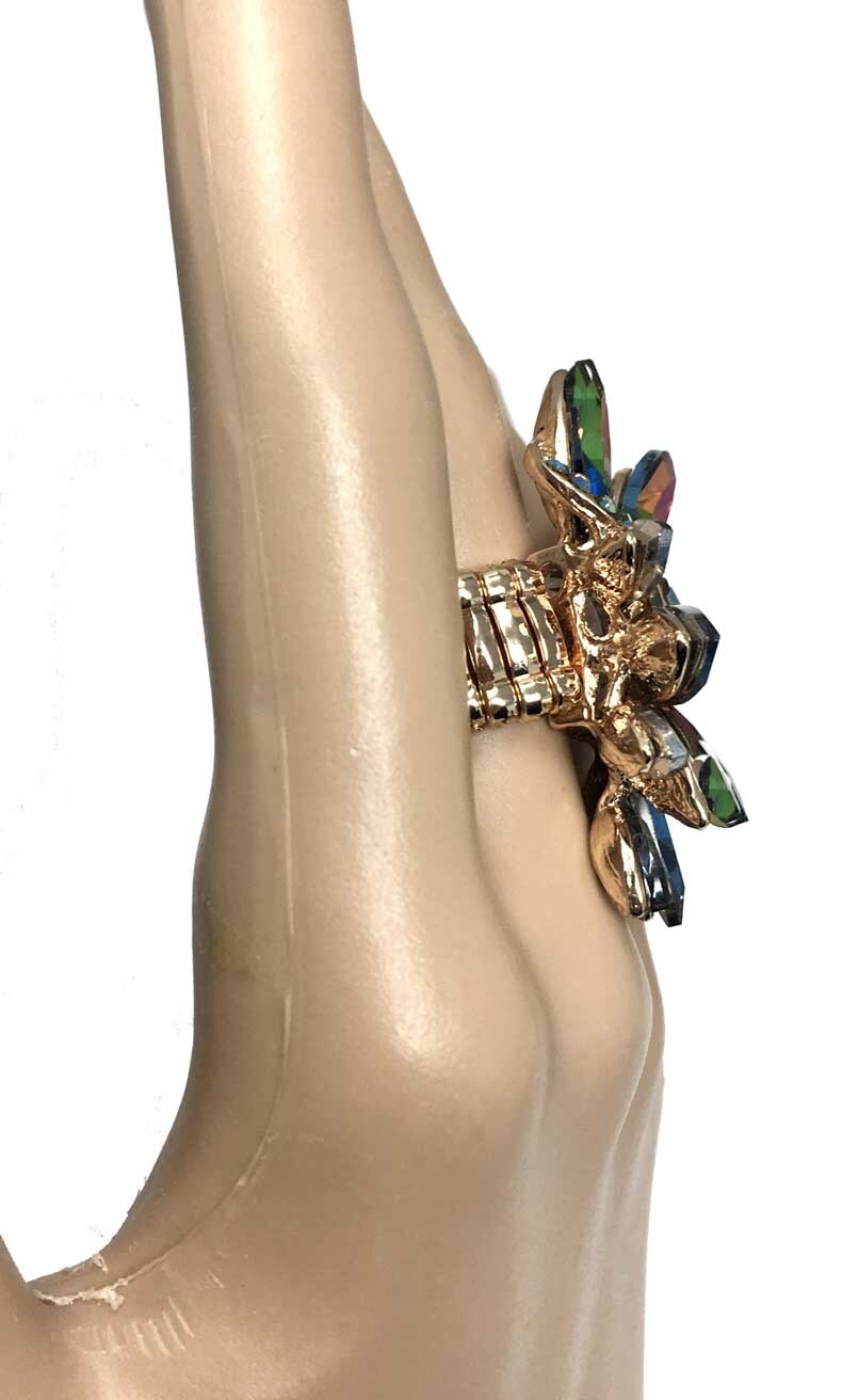 Vitrail Green Crystals Stretchable Cluster Ring Party, Casual Chic, Everyday