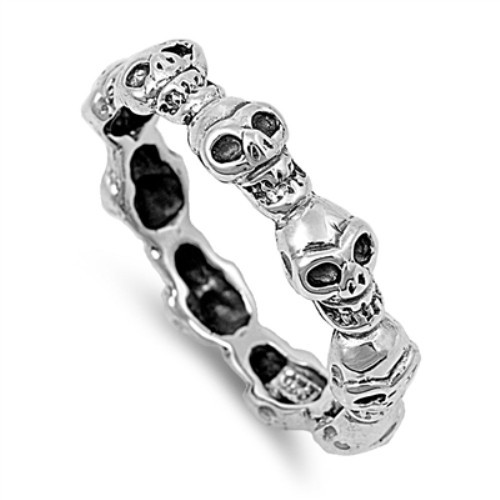 .925 Sterling Silver Fierce Skull Fashion Ring Size 5 6 7 8 9 10 11 12 13 NEW