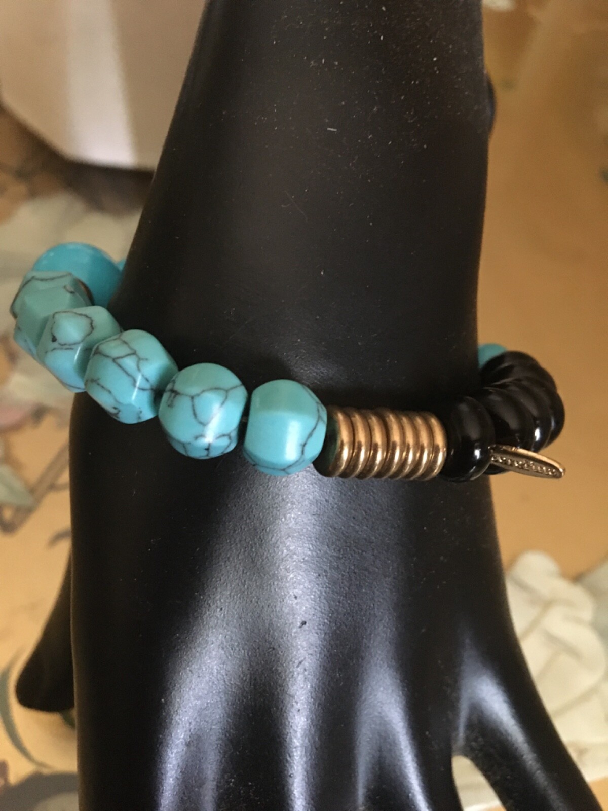 ANTHROPOLOGIE SEREFINA BRACELET BEADED STRETCH BRACELET BLUE BLACK