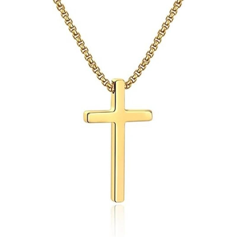 Cross Necklace for Men Women, 3Color Option, Cross Chain, Simple Stainless Steel