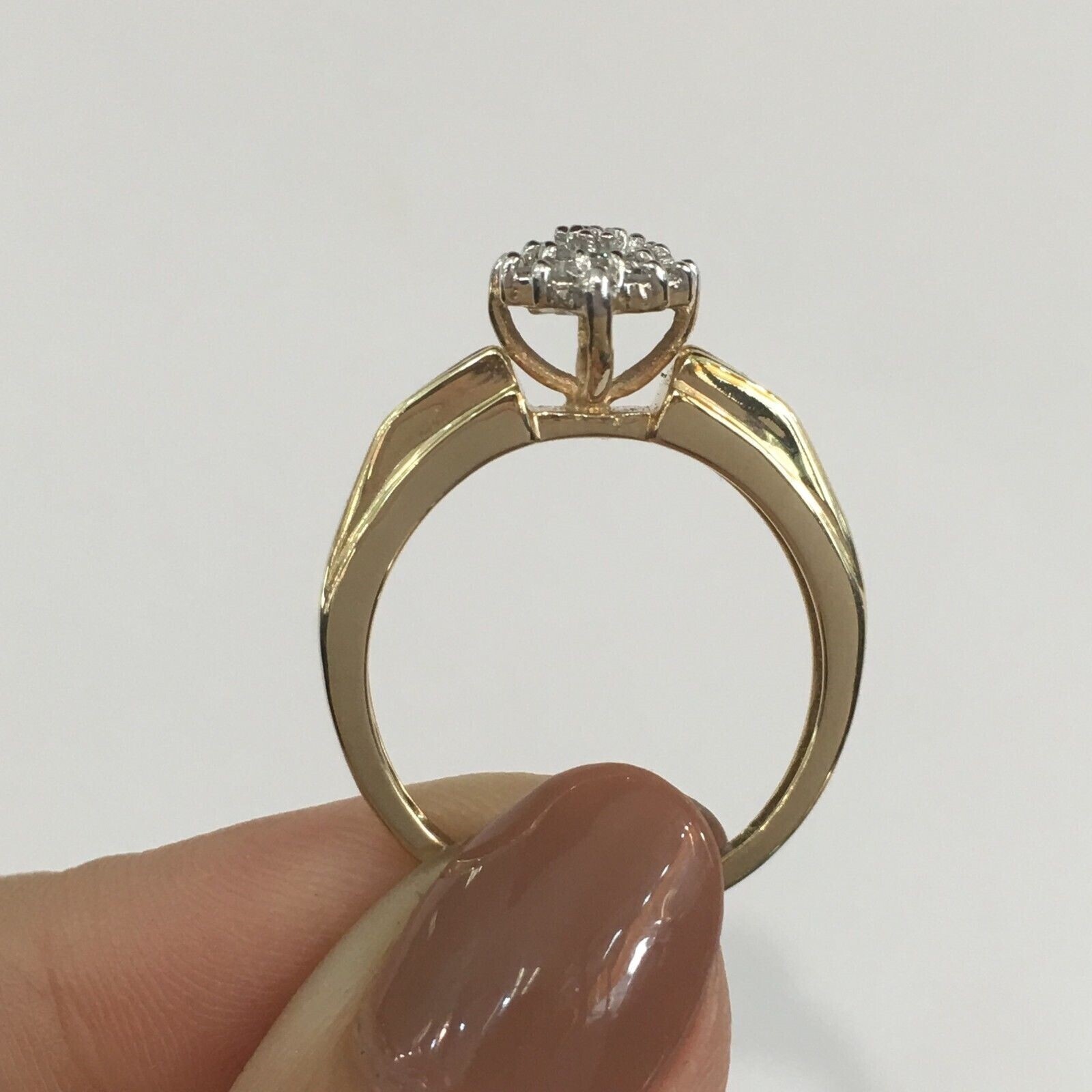 2Ct Round Cut Simulated Diamond Engagement Cluster Ring 14K Yellow Gold Plated