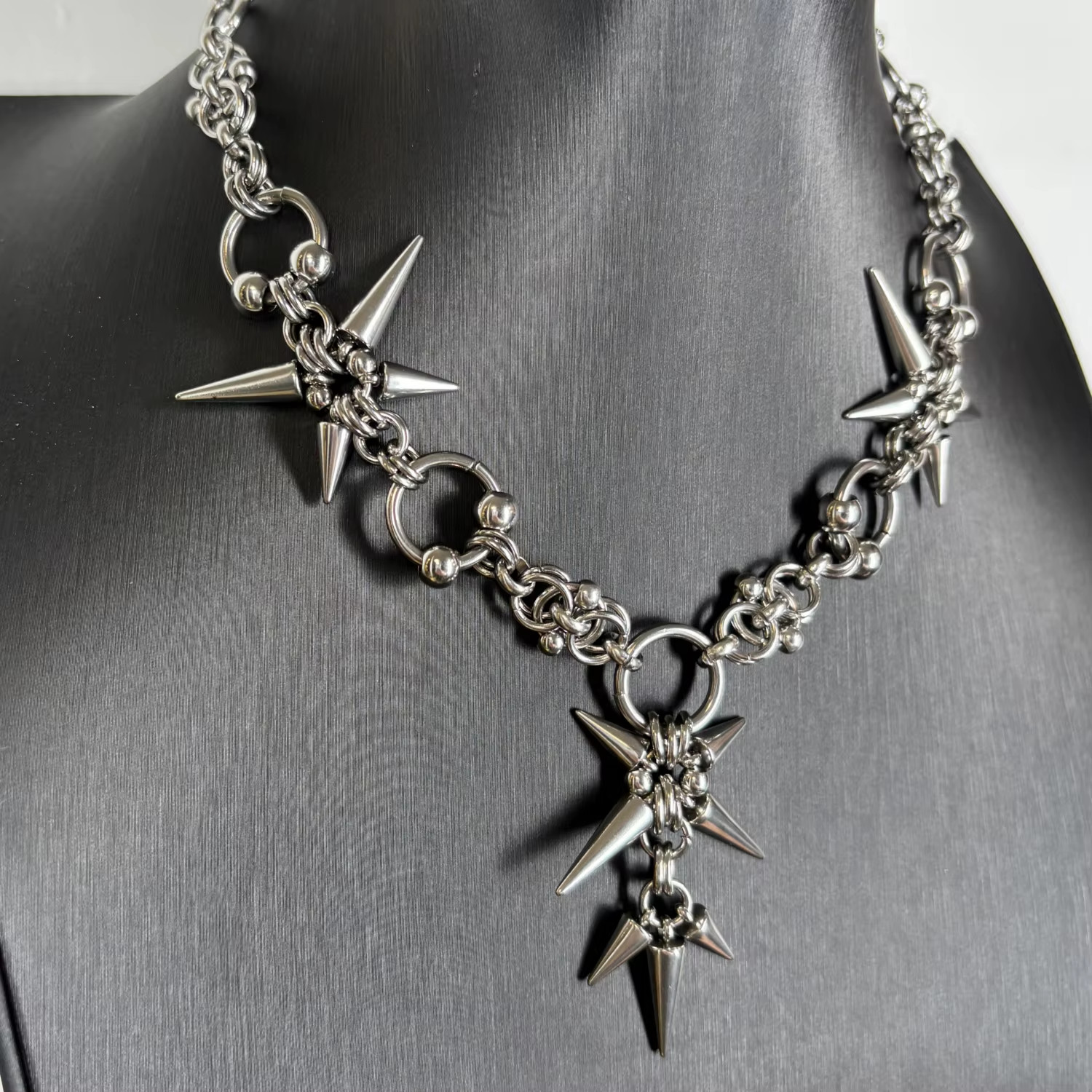 Punk Rock Rivet Pendant Chain Necklace Spike Grunge Goth Hip Hop Jewelry NEW