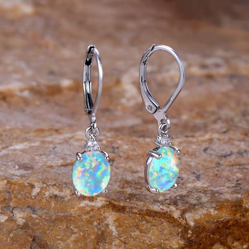 Natural Fire Opal Dangle Earrings Chakra Healing Delicate Women Drop Jewelry