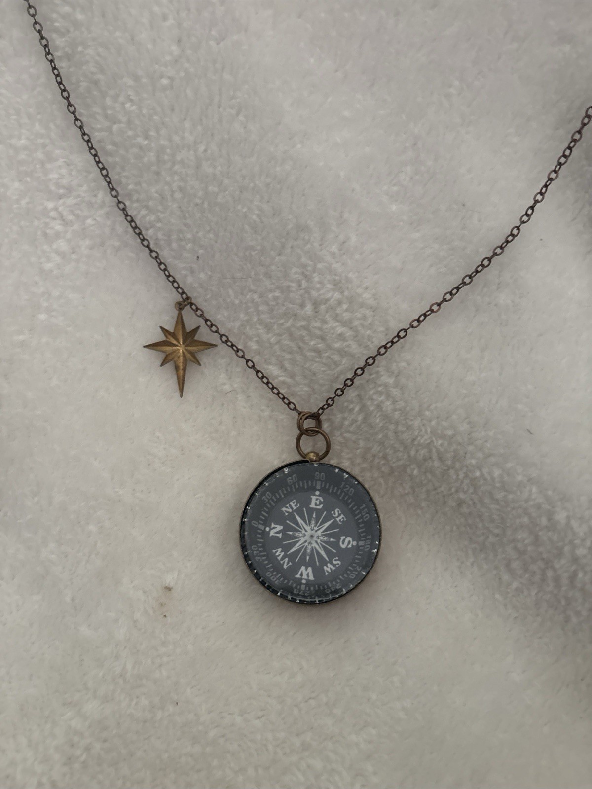 Larissa Loden Compass Pendant Chain Necklace Signed