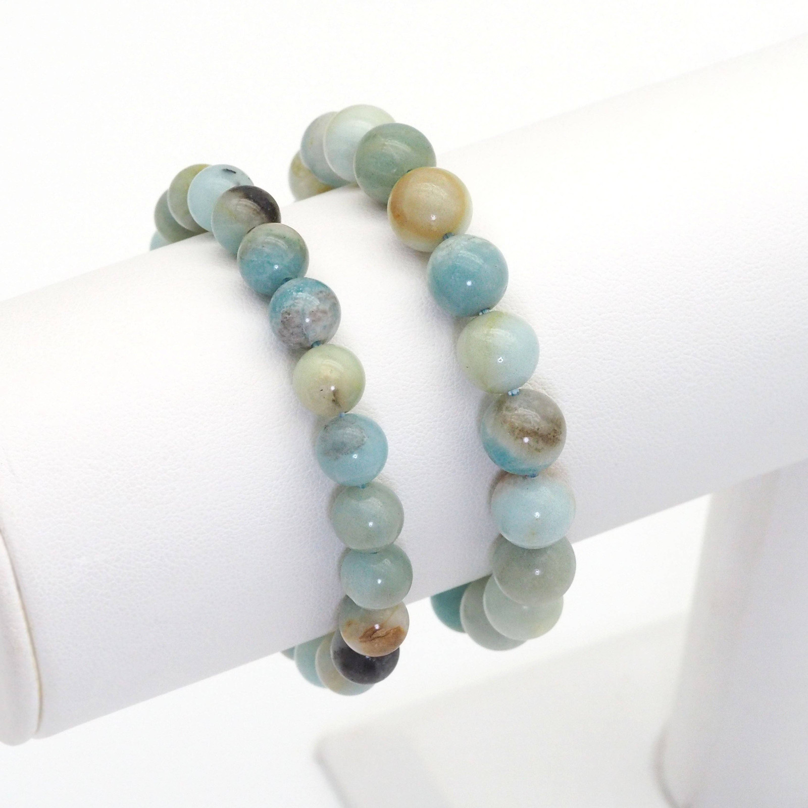 Genuine Amazonite Round Smooth Stretchy Bracelet, 8mm/10mm, Sku#EF368