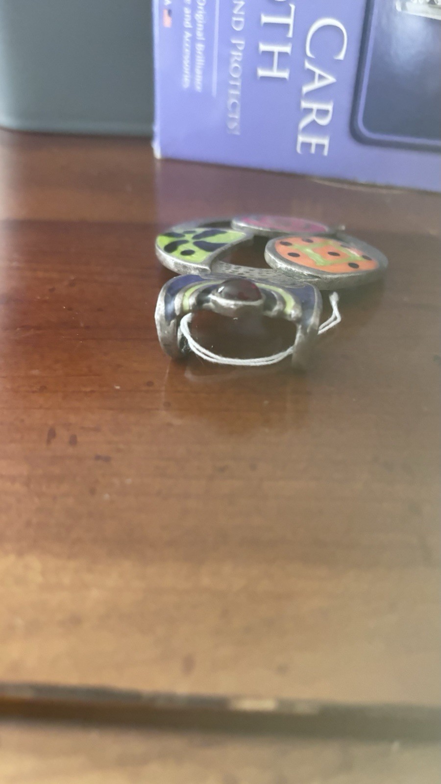 Multicolor Abstract Artisan Enamel Metal Pendant Necklace