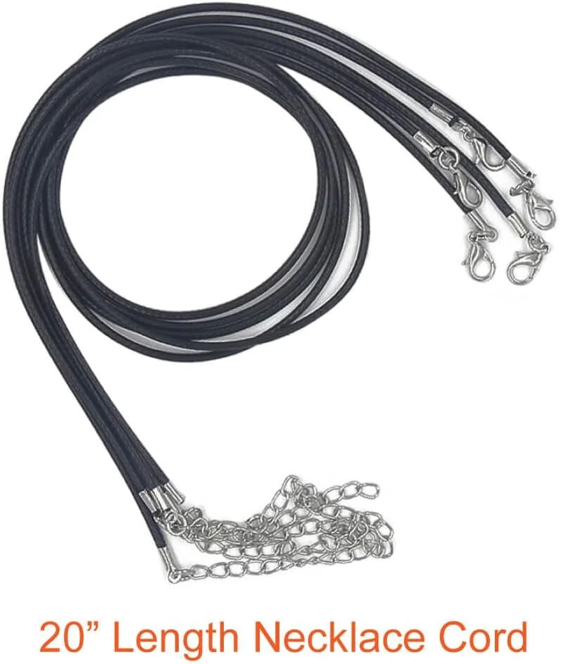 100Pcs Black Waxed Necklace Cord with Clasp Bulk for Bracelet Necklace and Jewel