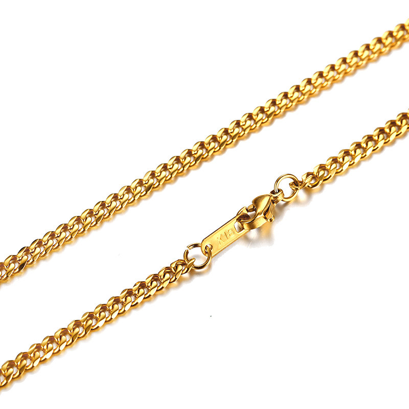 Gold Men Necklace Chain Snake Rolo Cable Curb Link Stainless Steel 24″ w/18K Tag