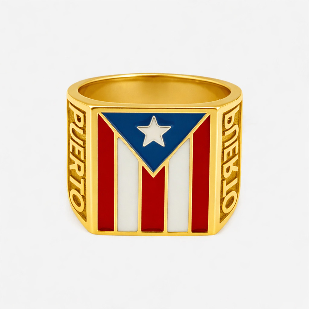 Puerto Rico Gold Plated Stainless Steel Rings for men