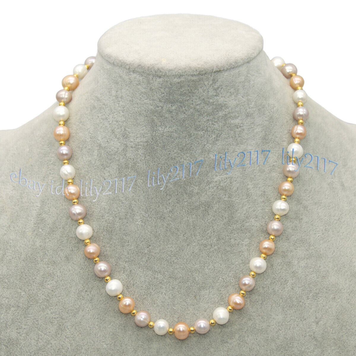 GENUINE AKOYA WHITE PINK PURPLE NATURAL FRESHWATER PEARL NECKLACE 14-100 INCH