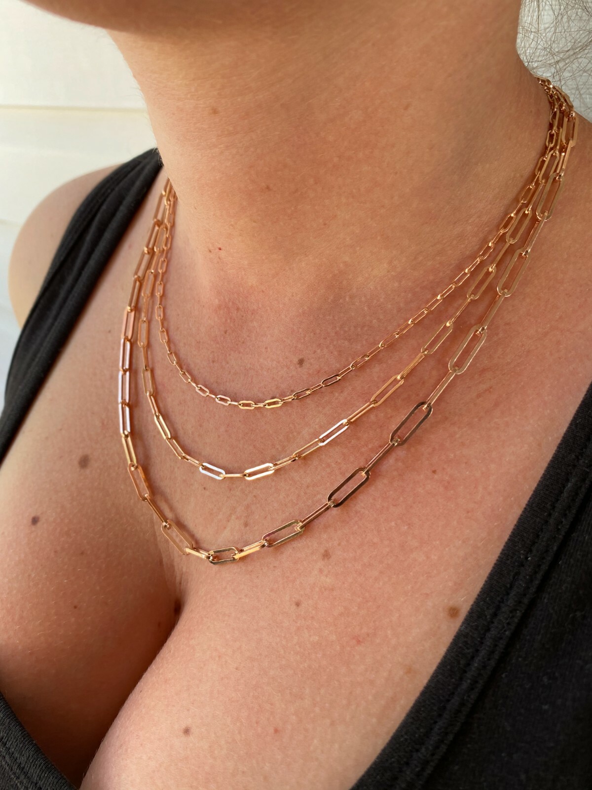 14k Rose Gold Plated Solid 925 Silver Paperclip Rolo Chain 2.5mm- 4mm Necklace