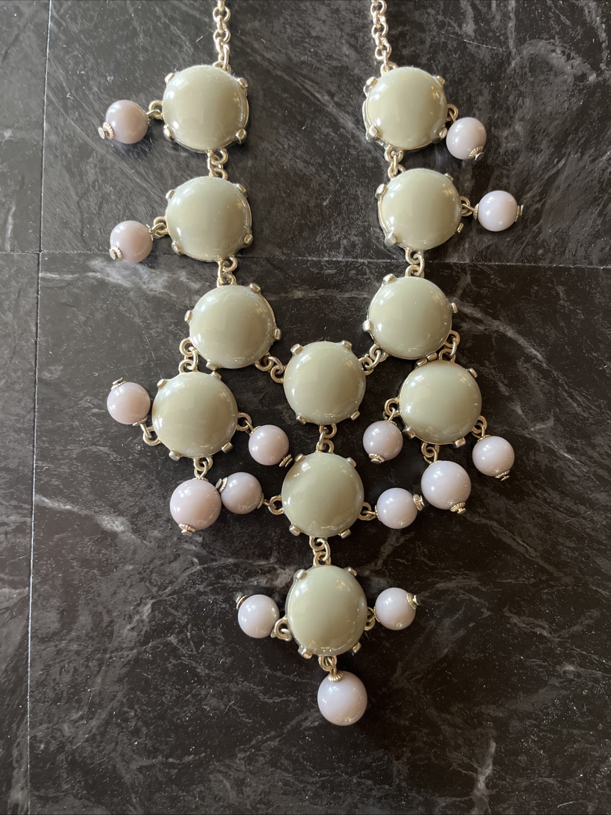 J. Crew “bubble” green necklace 27in W 3 1/4 In Extender Gold Tone