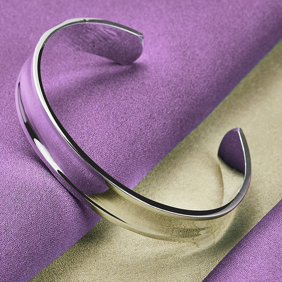 CHSHINE 925 Sterling Silver 8mm 12mm Adjustable Bracelet Bangle Jewelry Sets